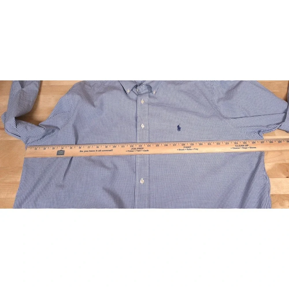 Polo Ralph Lauren Yarmouth Shirt Mens 17 34/35 Blue Gingham Check Button Down